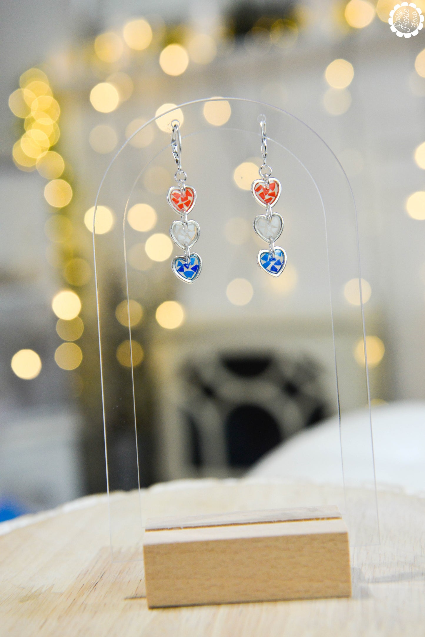 Red White and Blue Heart Earrings  Media 2 of 3