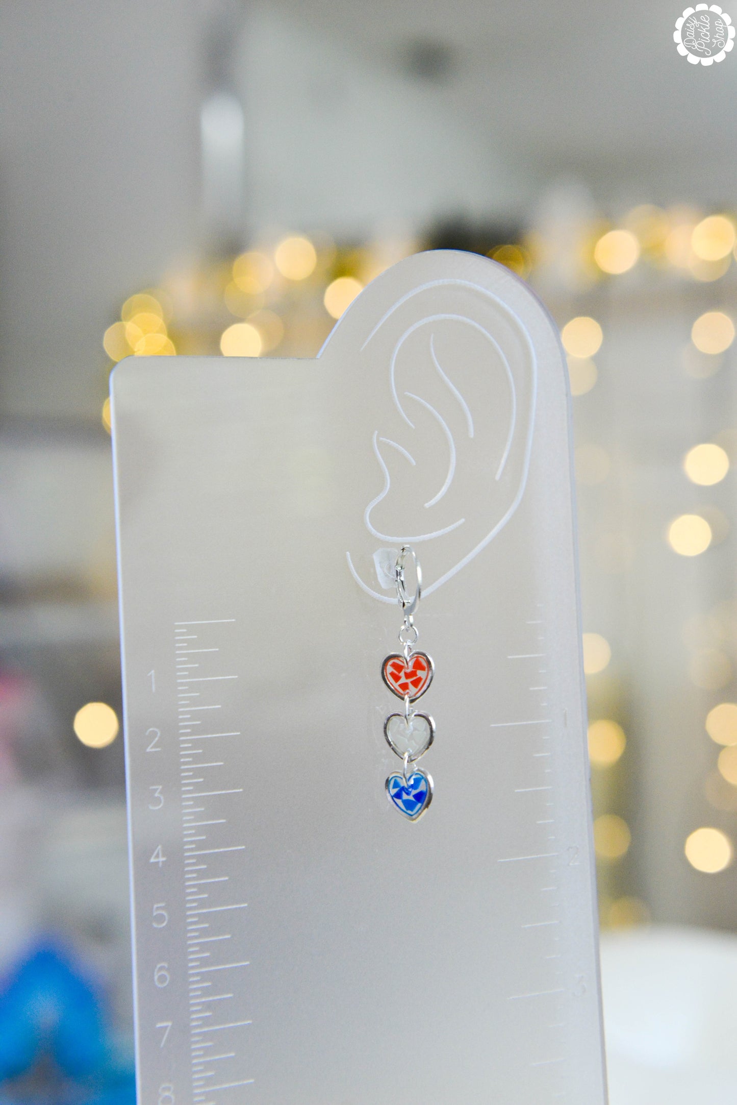 Red White and Blue Heart Earrings  Media 3 of 3