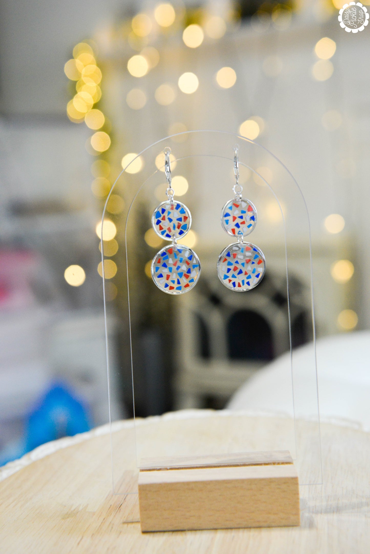 Red White and Blue Circle Earrings  Media 2 of 4