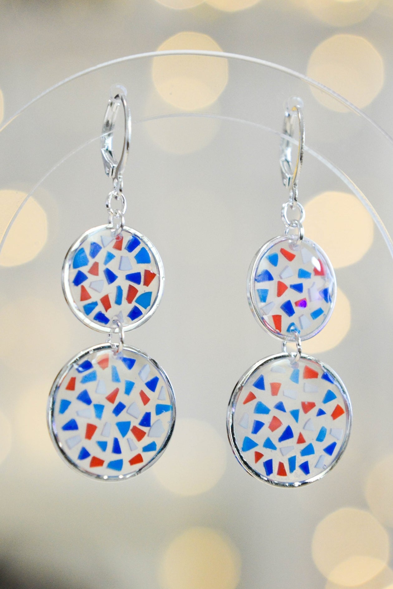 Red White and Blue Circle Earrings  Media 1 of 4