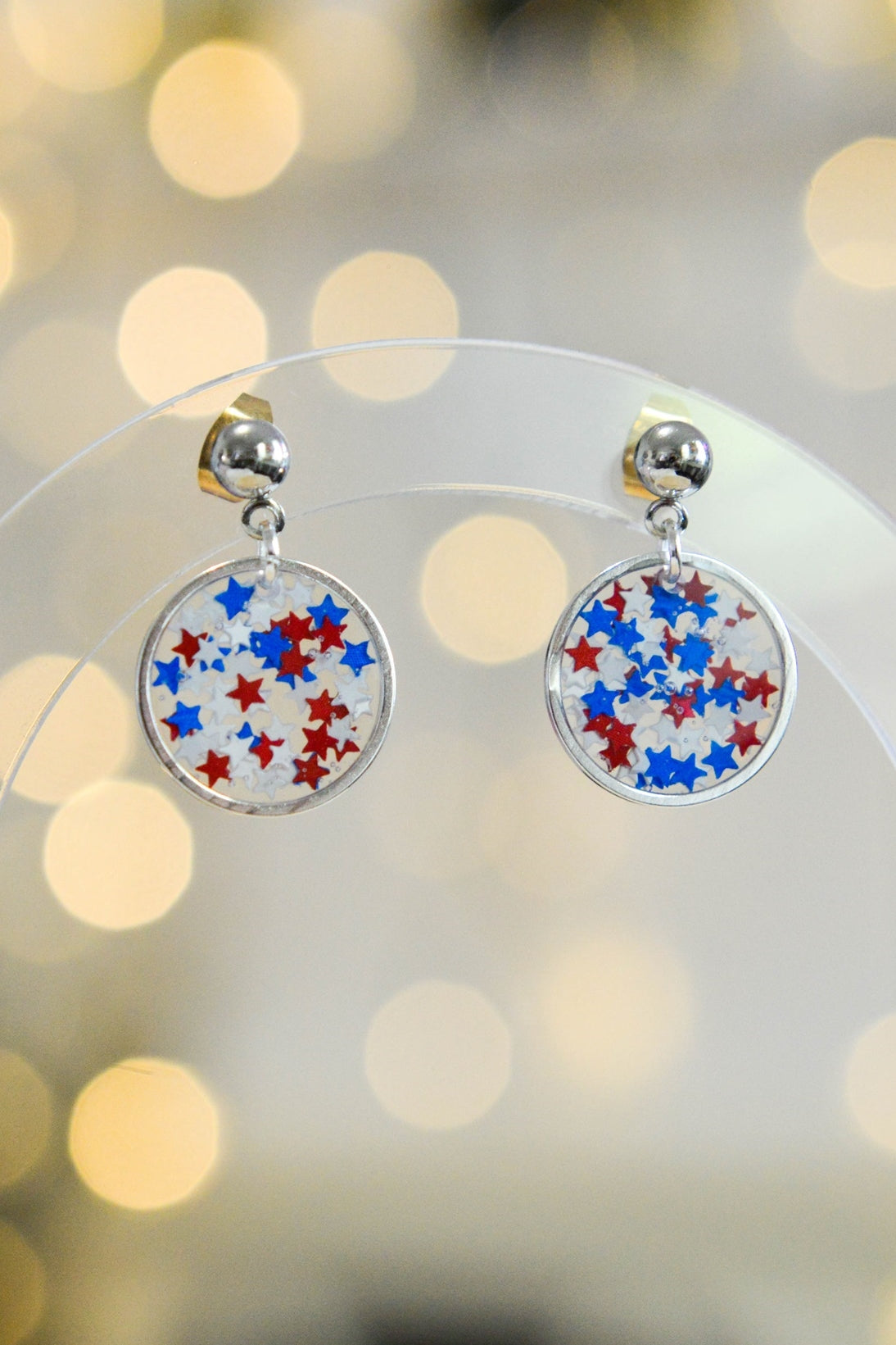 Tiny Star Circle Earrings  Media 1 of 3