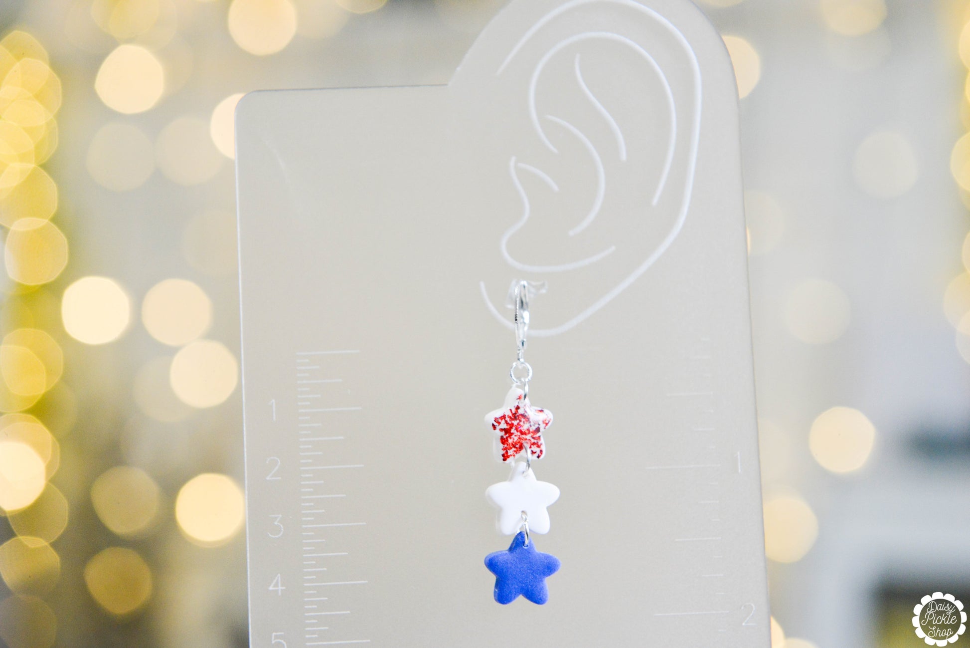 Dainty Red White and Blue Star Stack Earrings  Media 3 of 3