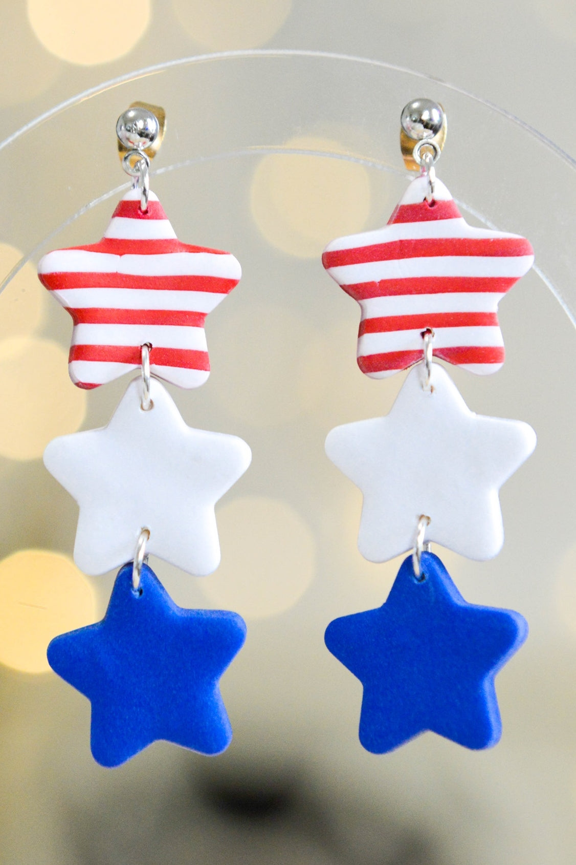 Red White and Striped Earrings  Media 1 of 3