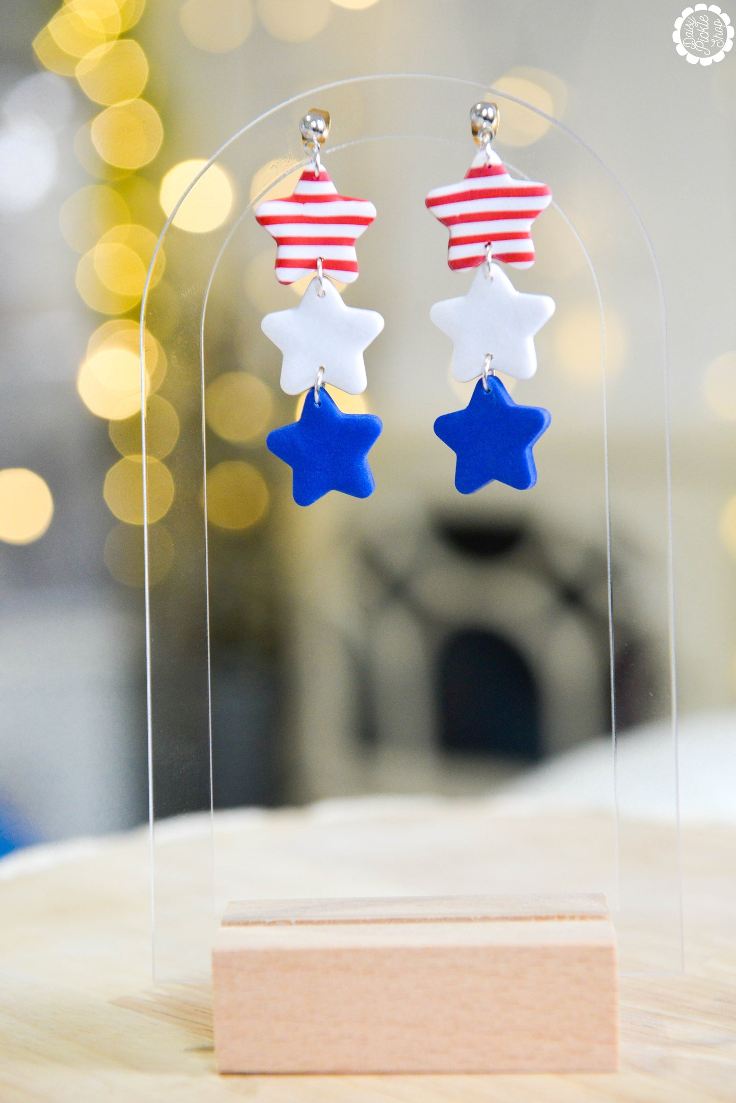 Red White and Striped Earrings  Media 2 of 3