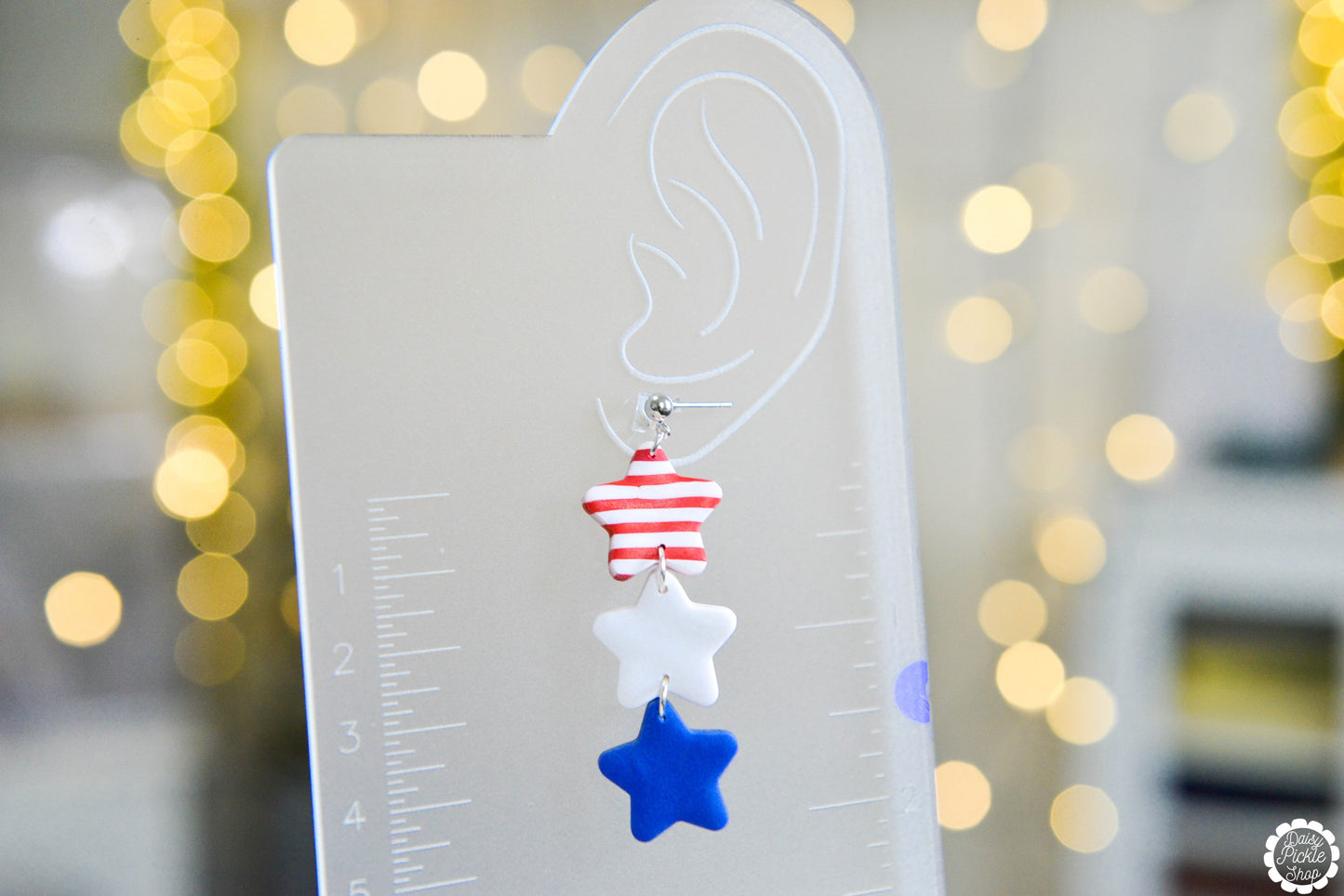 Red White and Striped Earrings  Media 3 of 3