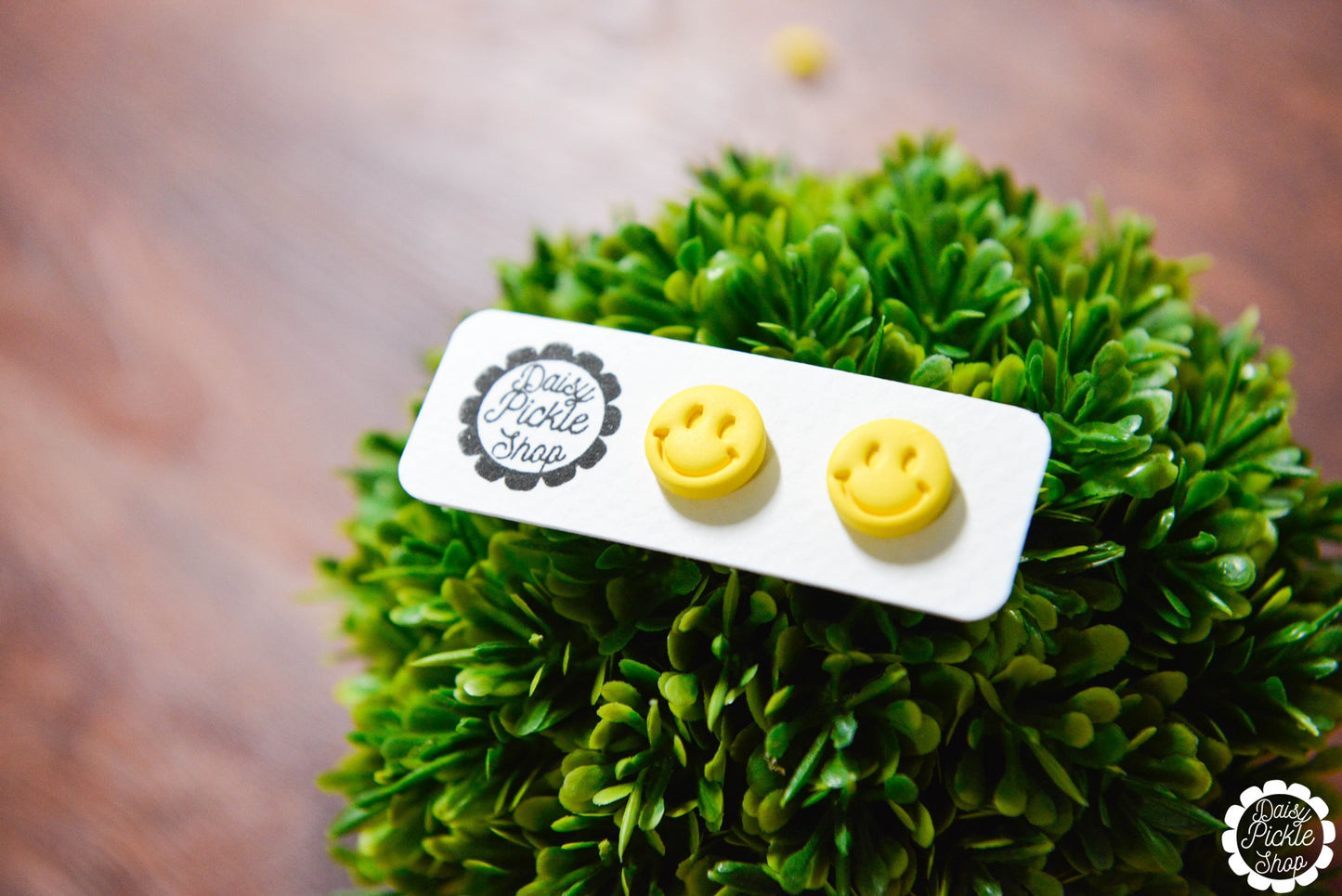 Yellow Smiley Face Stud Earrings 