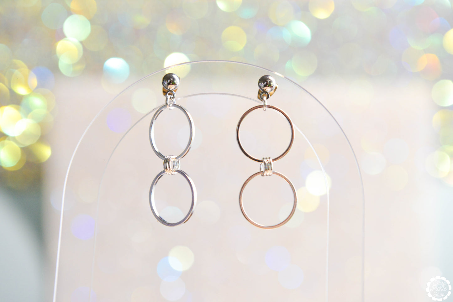 Shiny Hoop Dangle Earrings