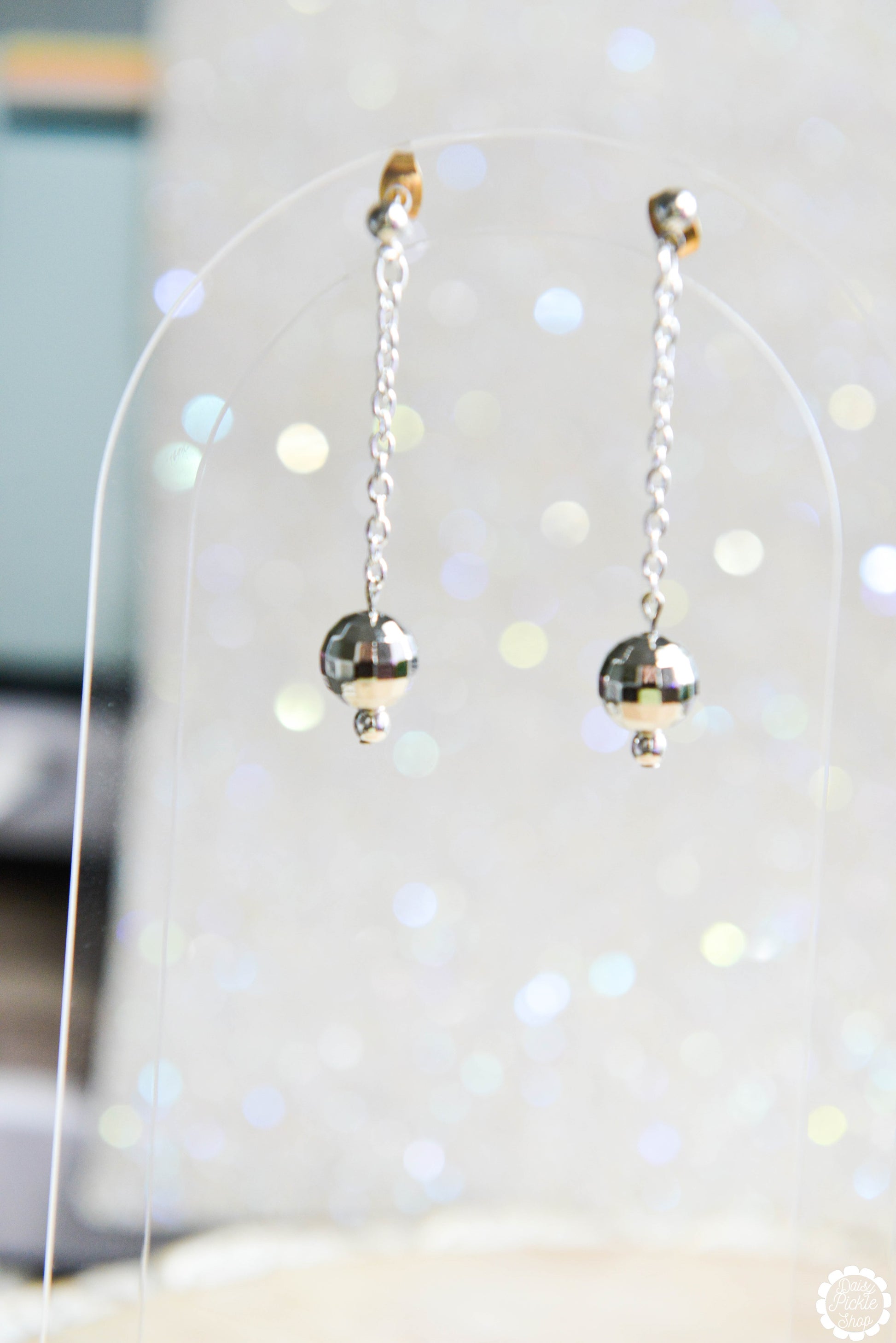 Disco Ball Chain Earrings