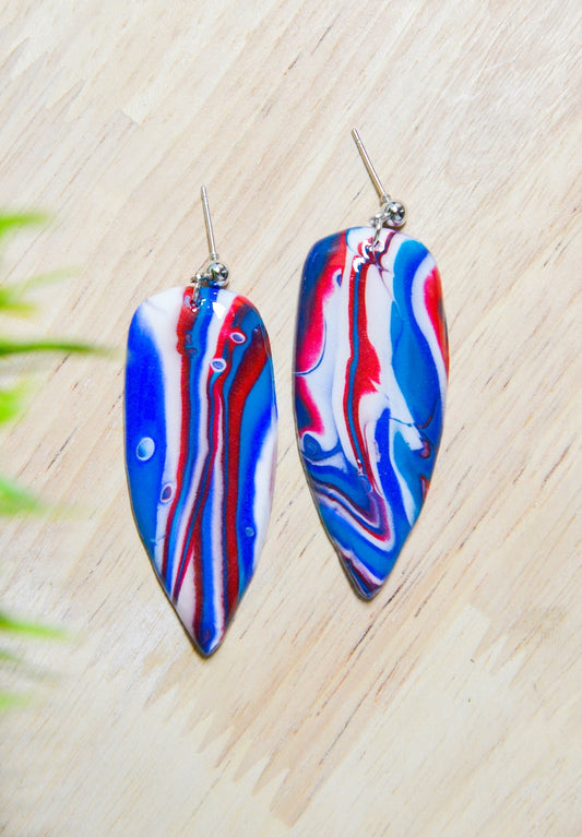 Red White and Blue Dagger Earrings