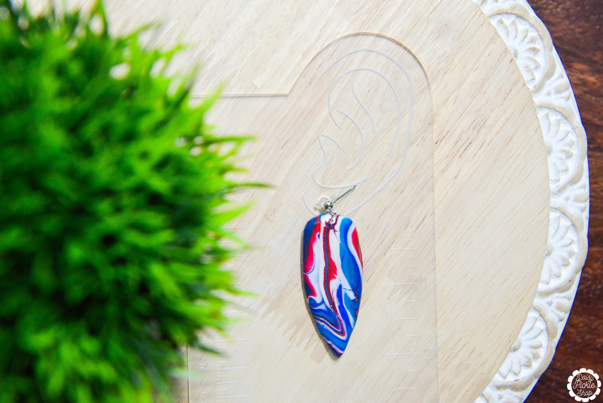 Red White and Blue Dagger Earrings