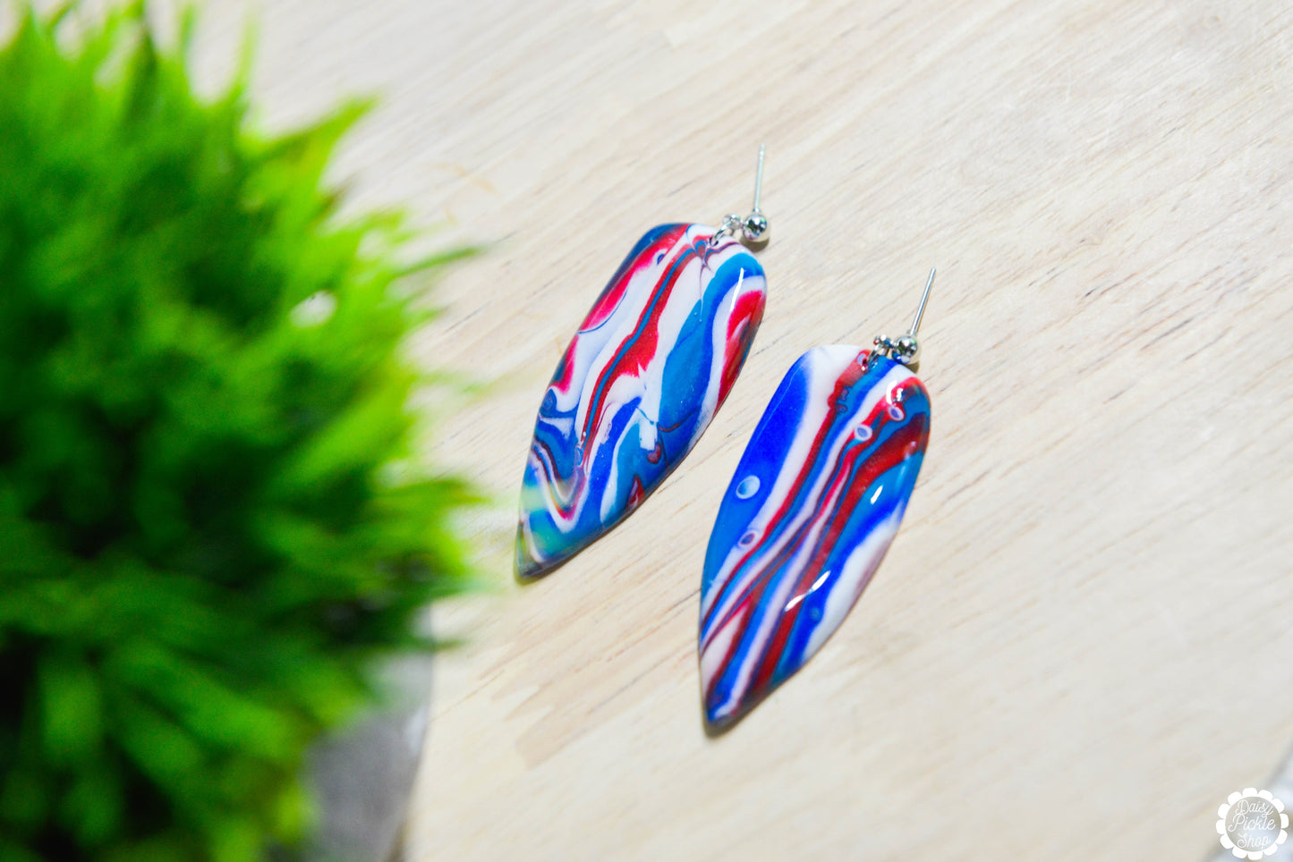 Red White and Blue Dagger Earrings