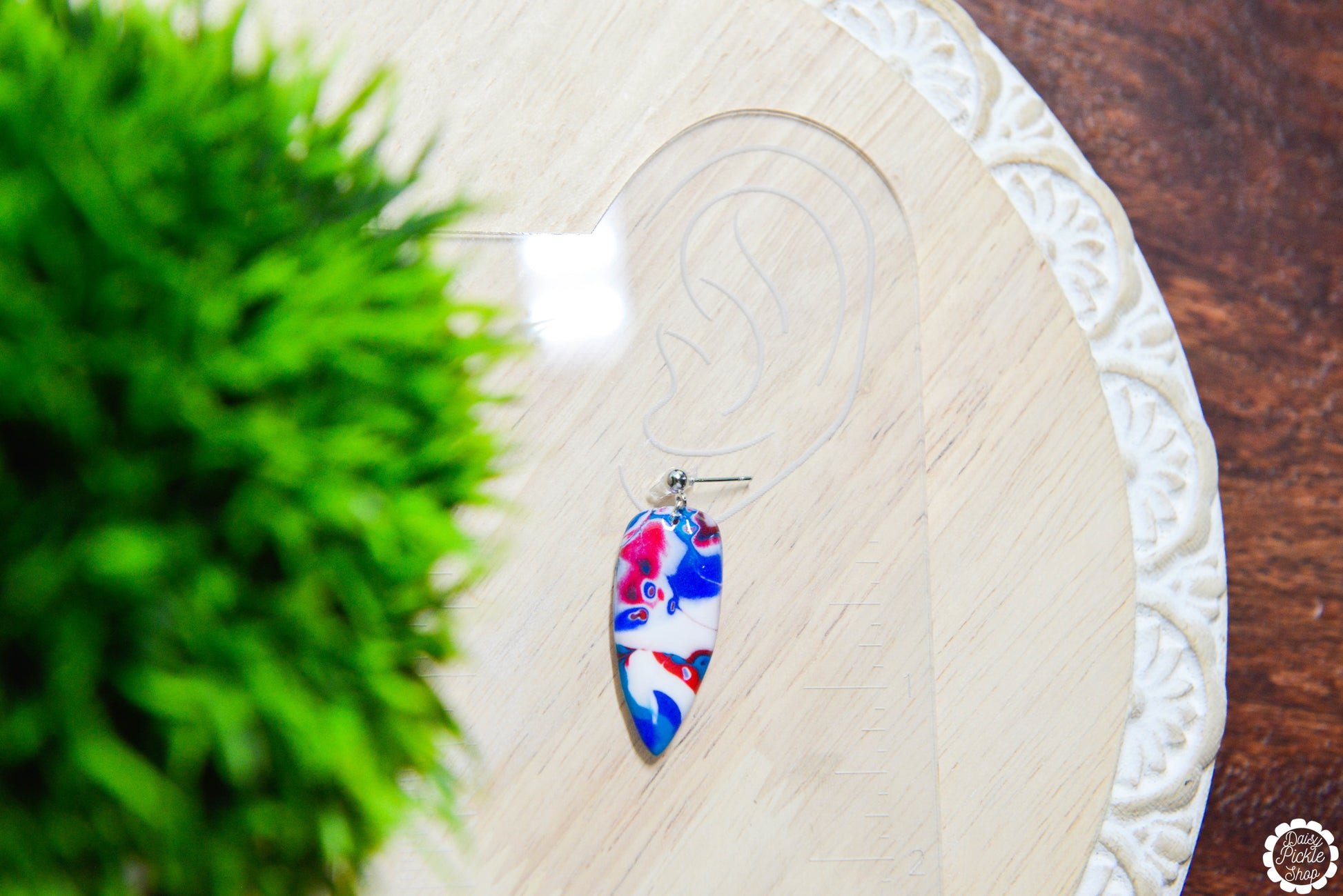 Small Red White and Blue Dagger Earrings