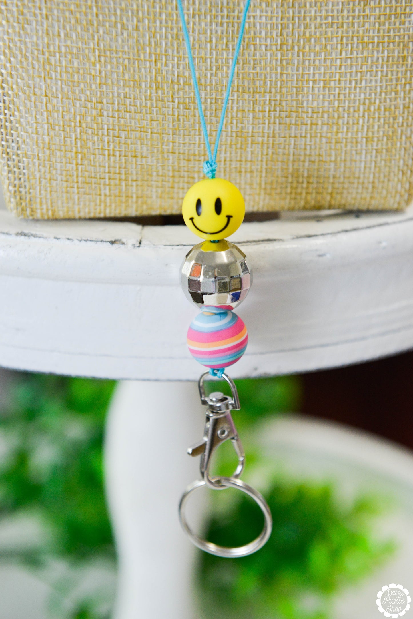 Disco Ball Smiley Lanyard