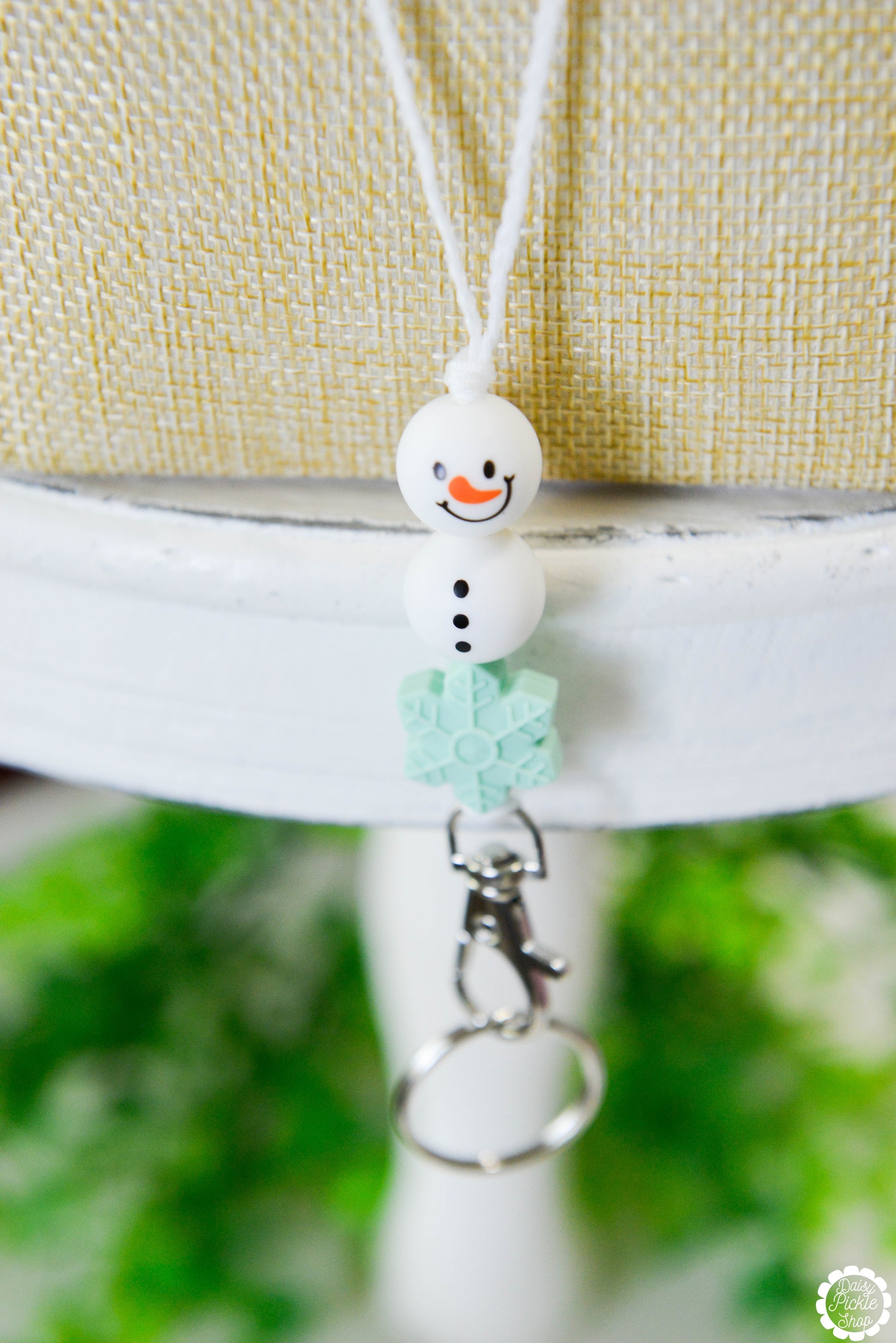 Blue Snowflake Snowman Lanyard