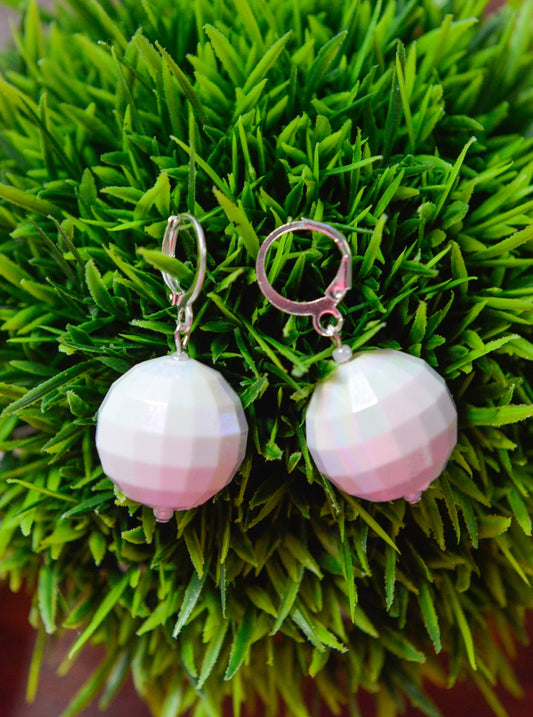 White Iridescent Disco Ball Earrings