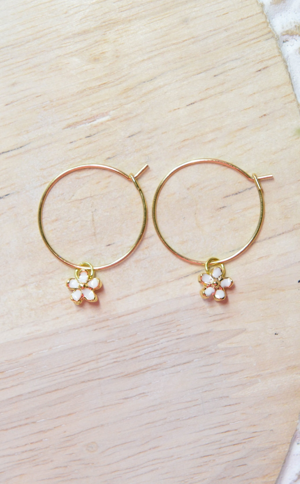 Golden Flower Dangle Hoops