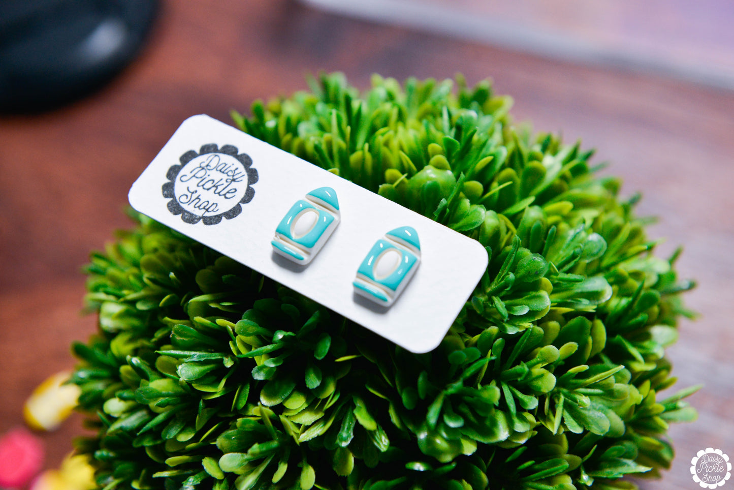 Turquoise Crayon Stud Earrings