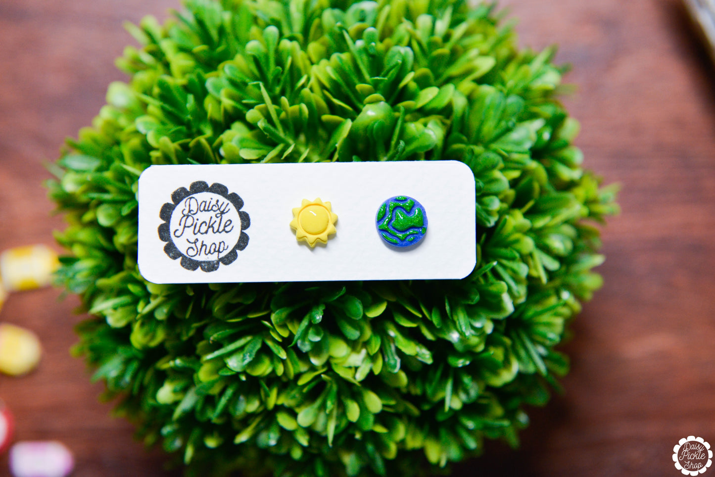 Sun and Earth Planet Stud Earrings