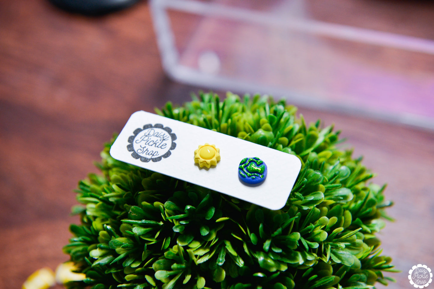 Sun and Earth Planet Stud Earrings