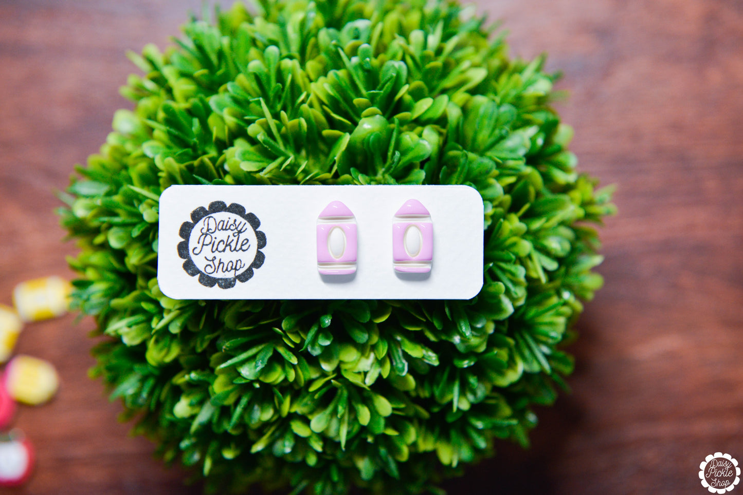 Pink Crayon Stud Earrings