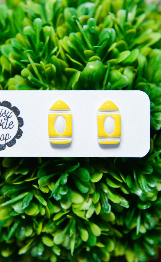 Yellow Crayon Stud Earrings