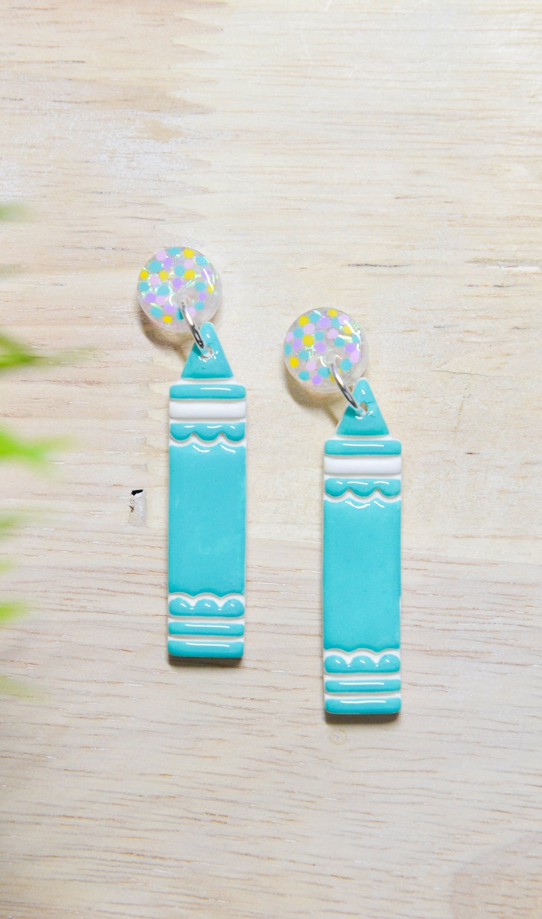 Turquoise Sparkle Crayon Earrings