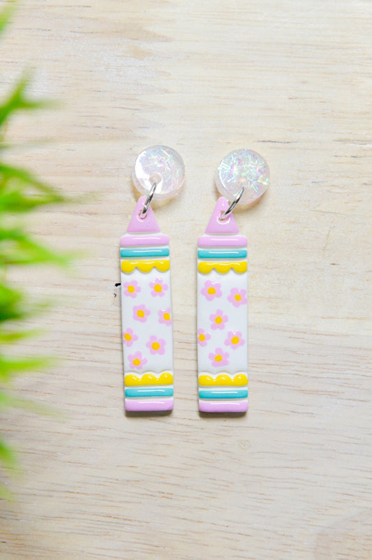 Flower Sparkle Crayon Earrings