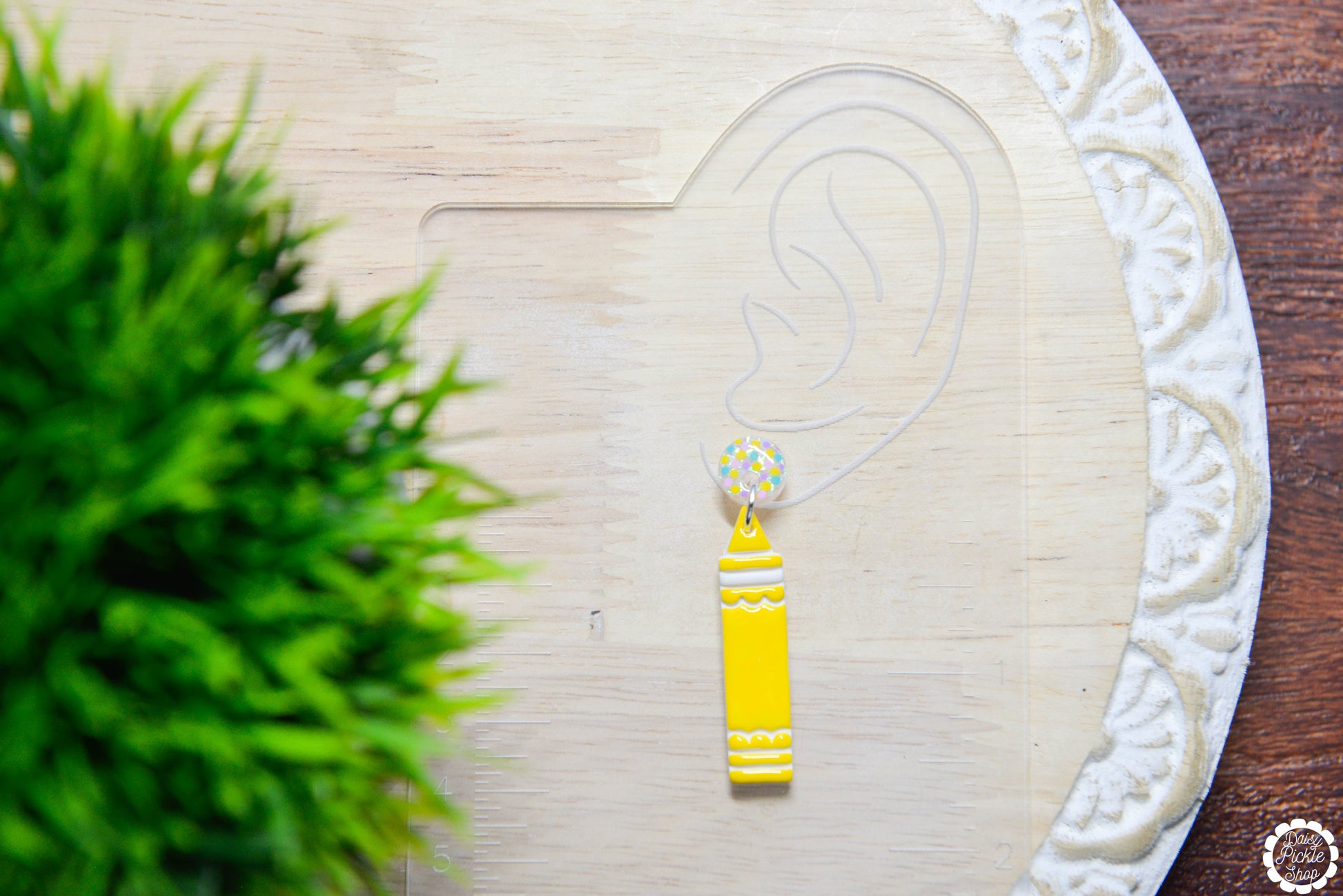 Yellow Sparkle Crayon Earrings