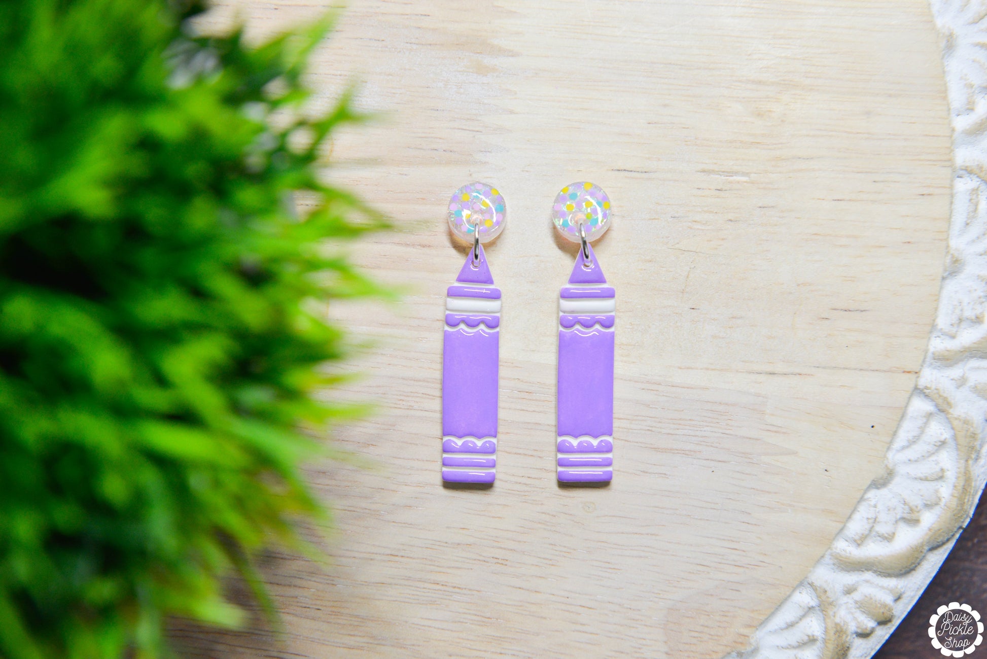 Purple Sparkle Crayon Earrings