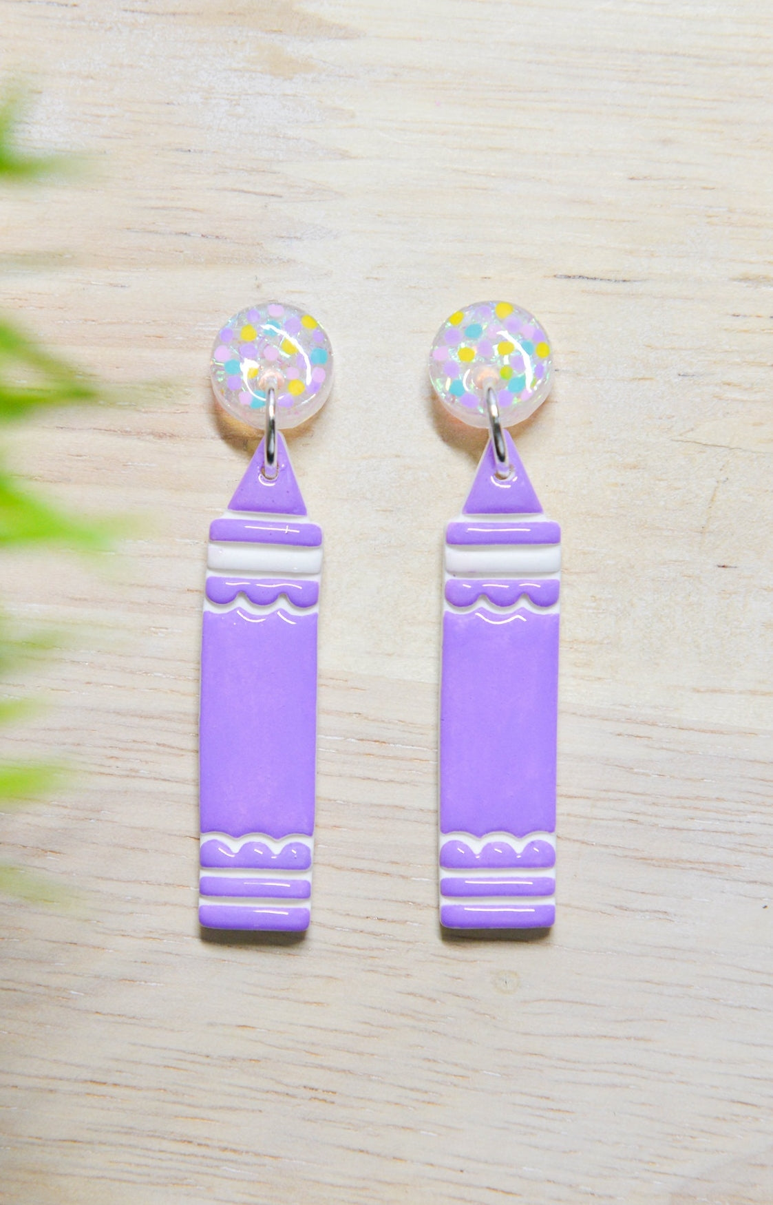 Purple Sparkle Crayon Earrings