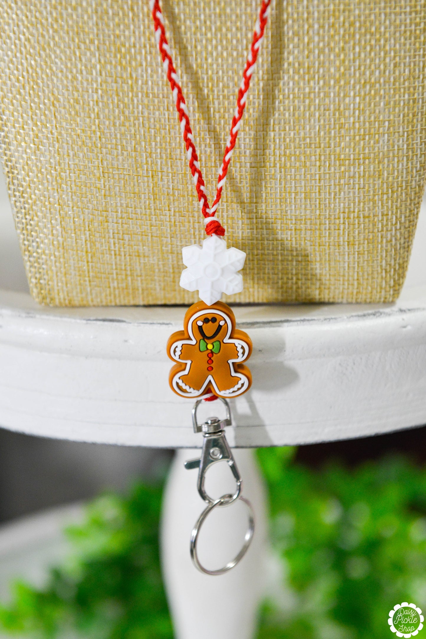 Braided Candy Cane Gingerbread Lanyard