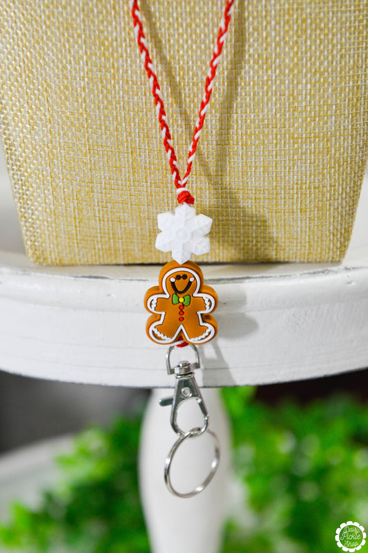 Braided Candy Cane Gingerbread Lanyard