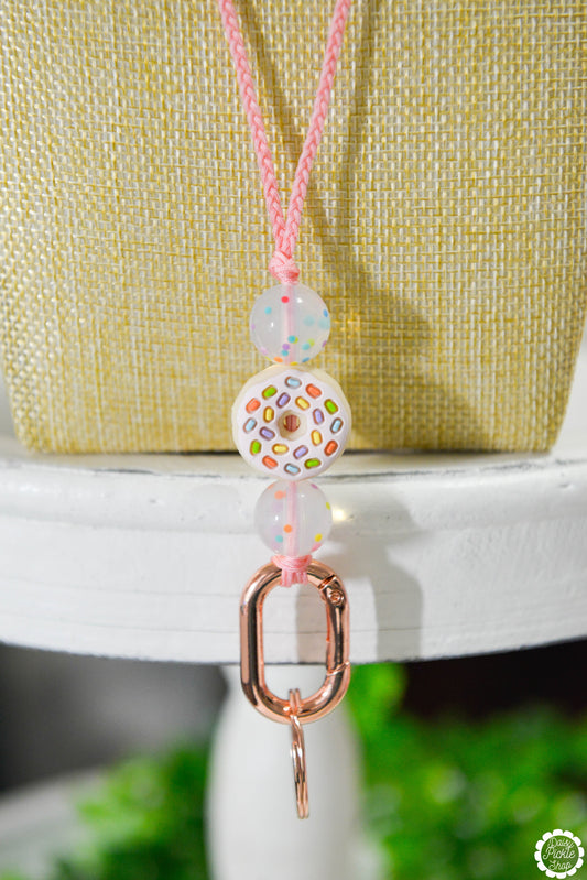 Pink Donut Sprinkle Lanyard