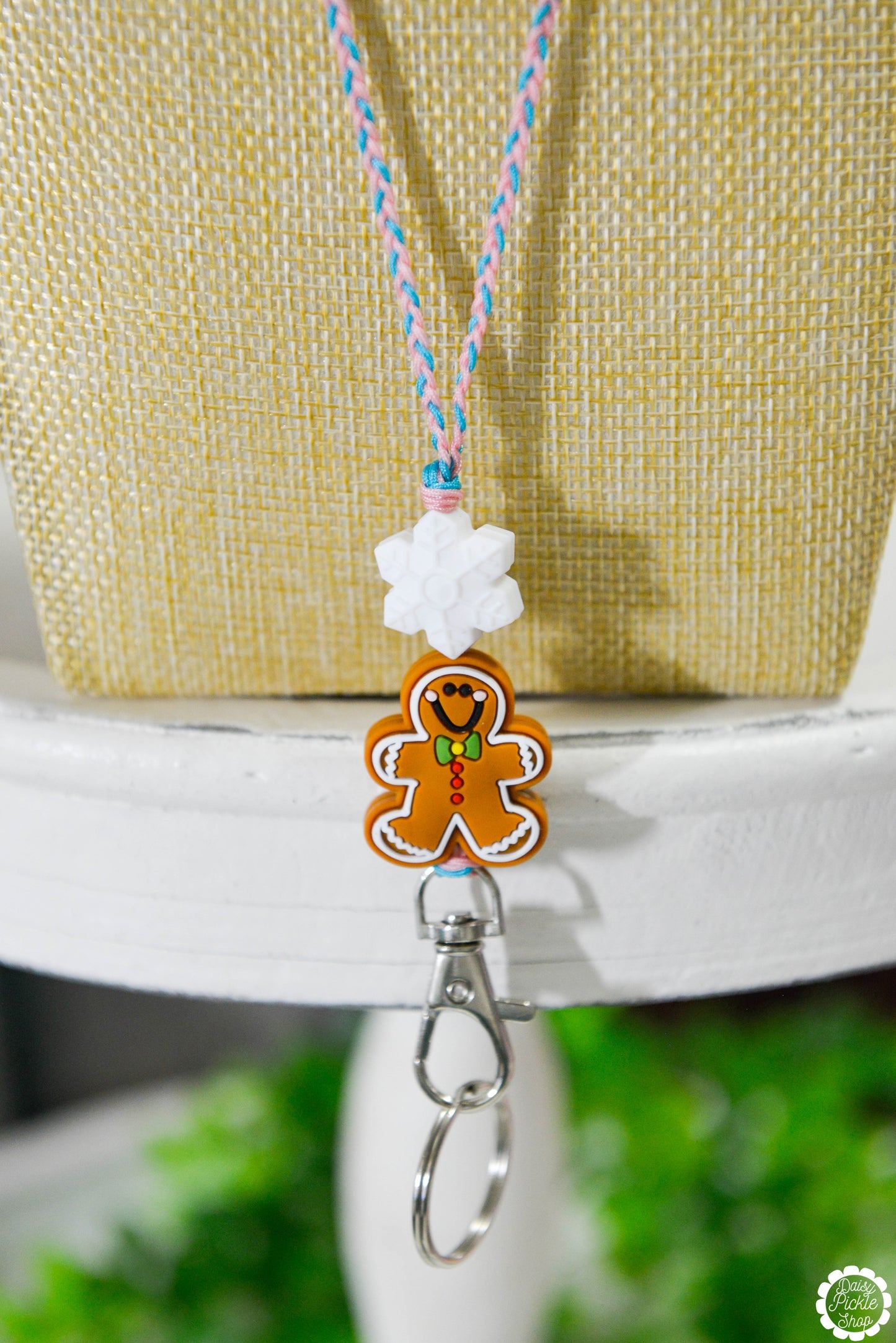 Braided Pastel Gingerbread Girl Lanyard