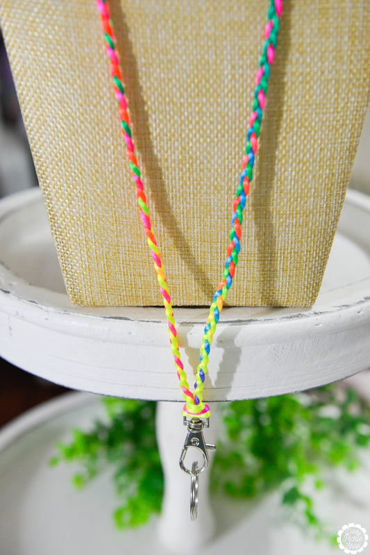 Braided Rainbow Lanyard