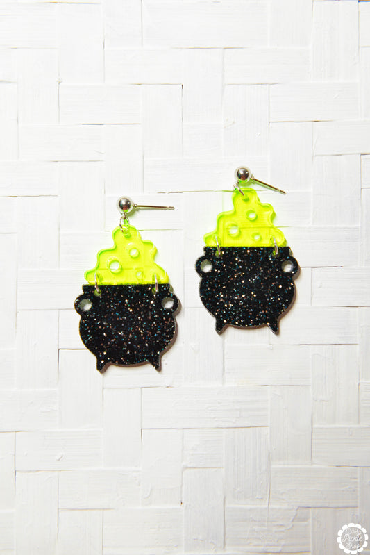 Sparkly Cauldron Earrings