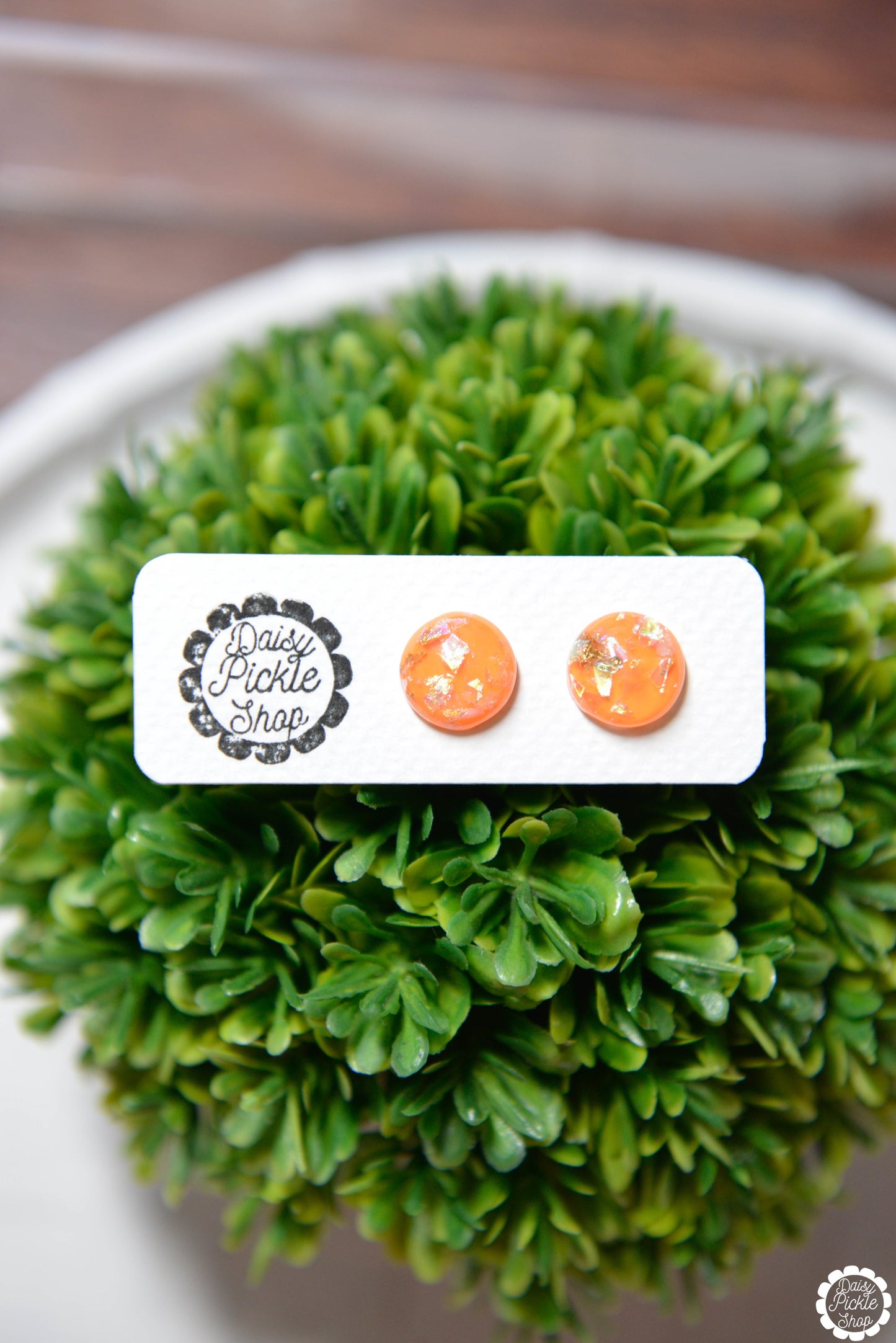 Orange Sparkle Stud Earrings