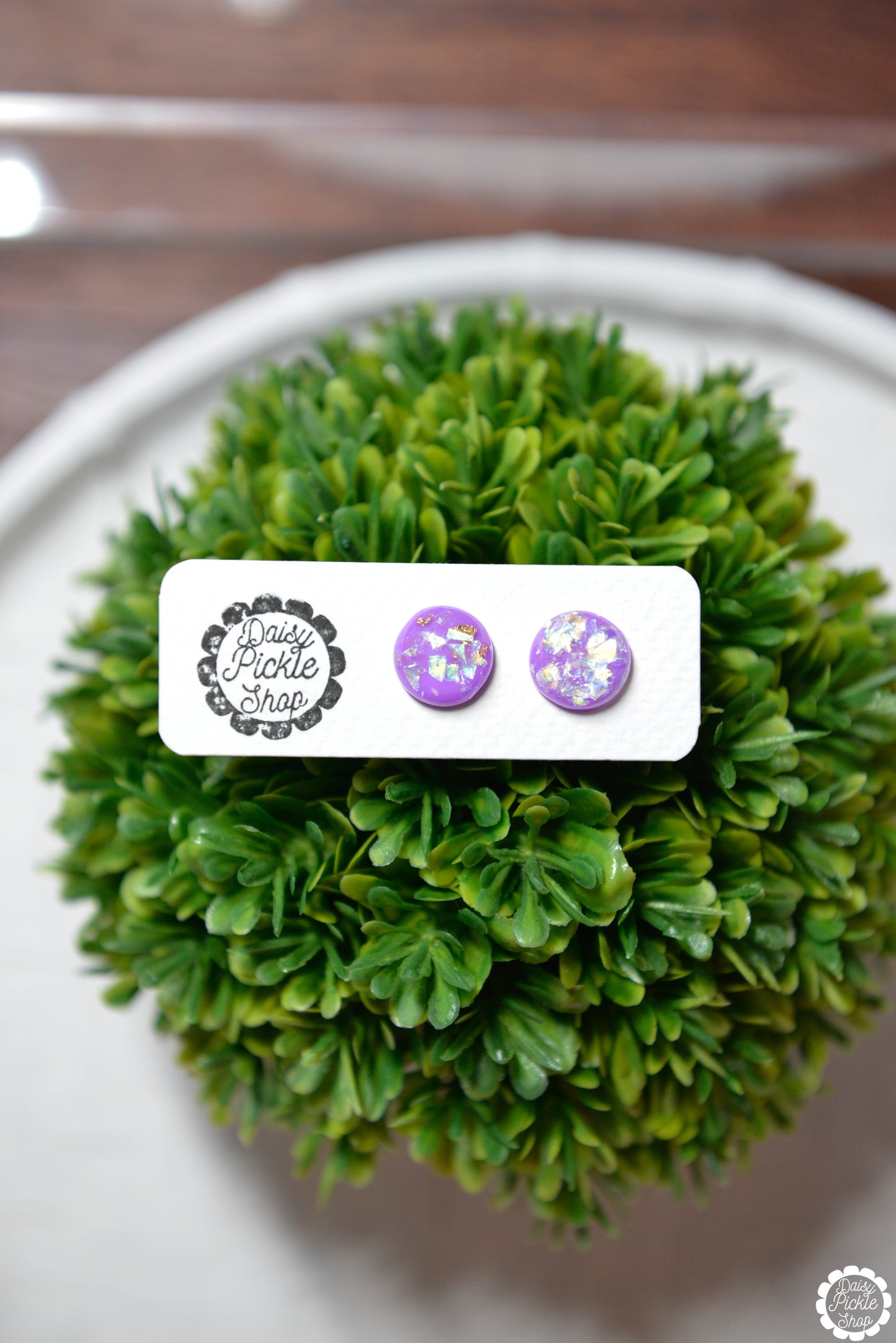 Purple Sparkle Stud Earrings