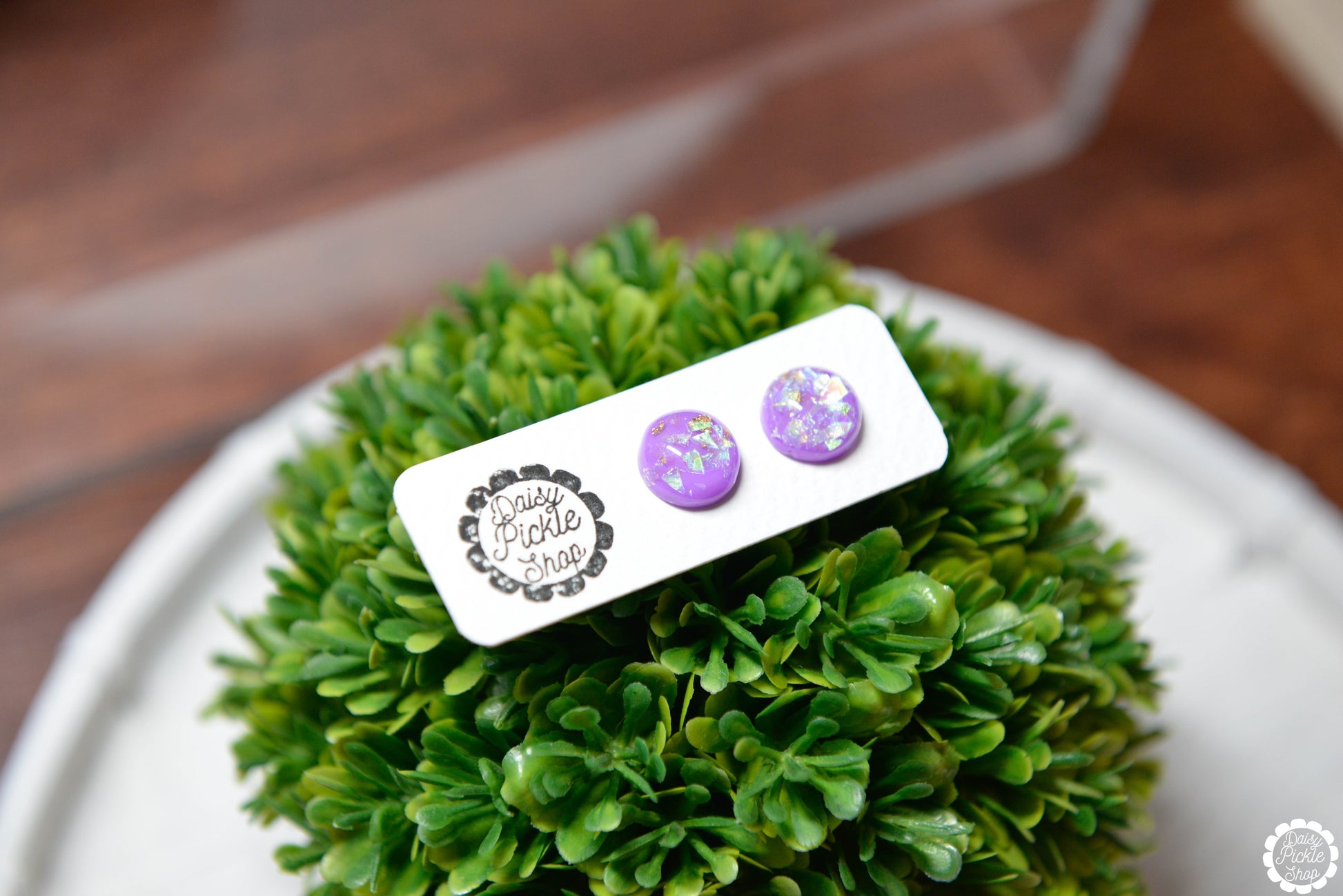 Purple Sparkle Stud Earrings