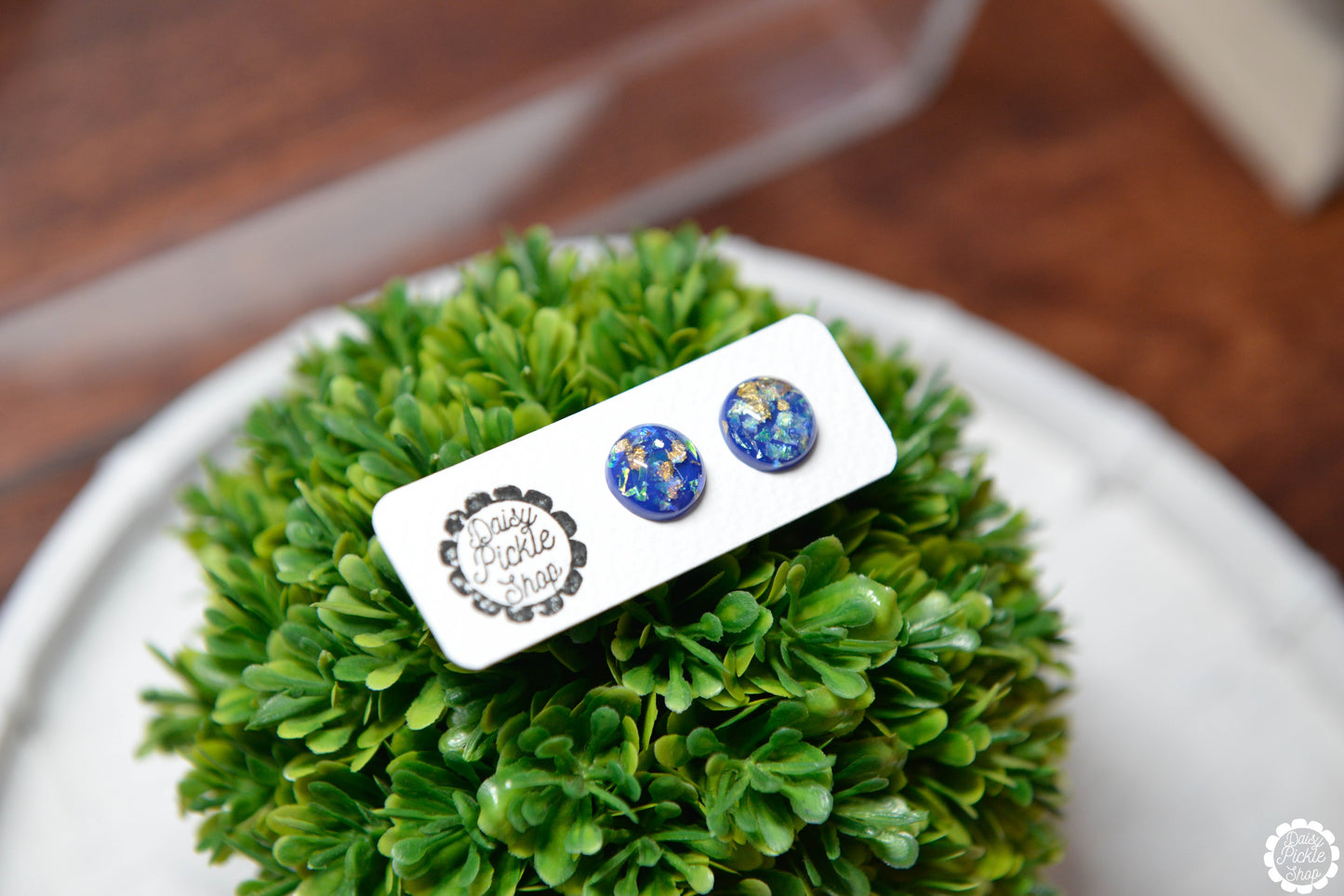 Blue Sparkle Stud Earrings