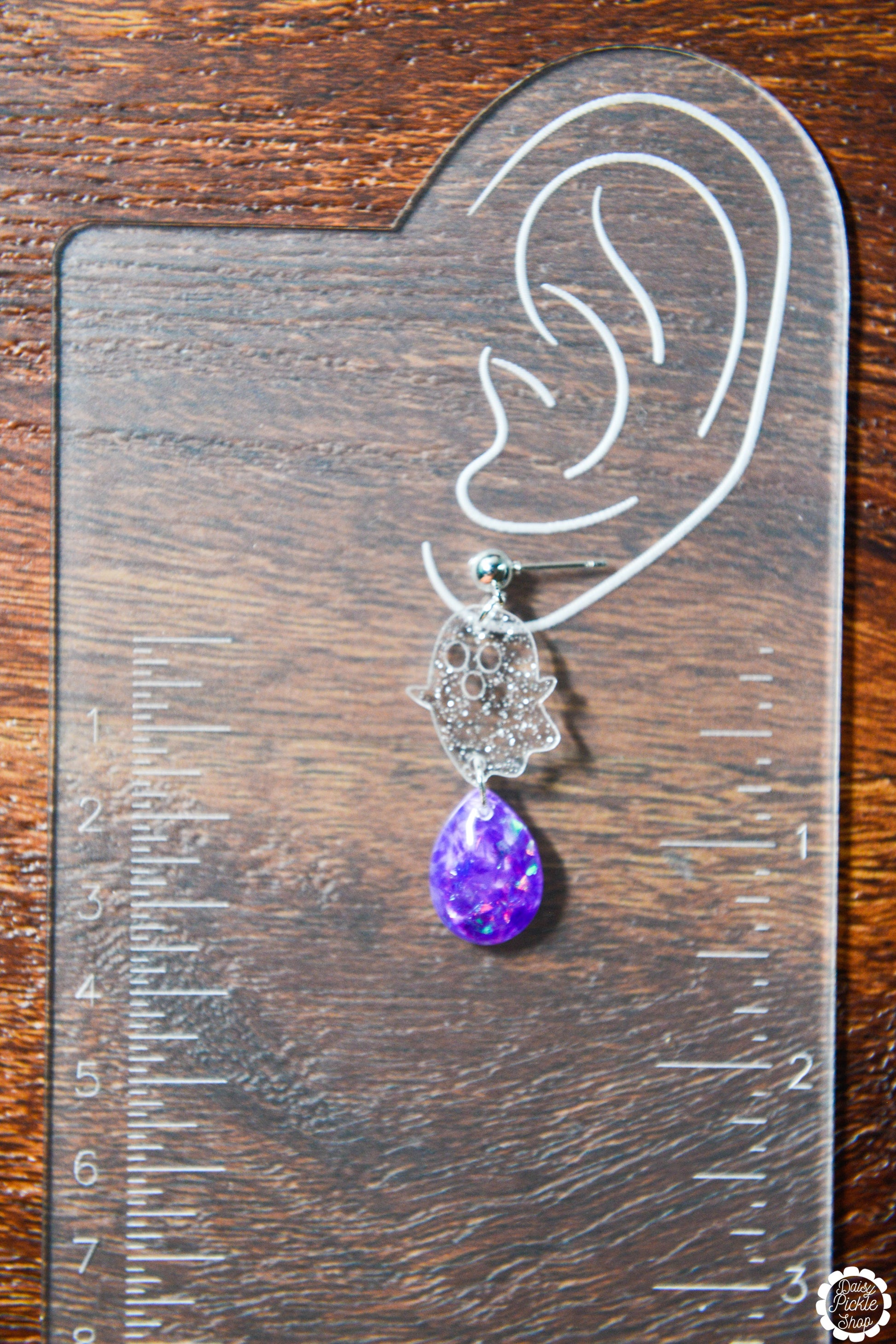 Purple Sparkly Ghost Drop Earrings