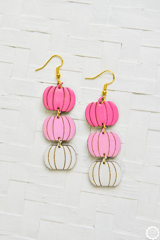 Pink Pumpkin Stack Dangle Earrings