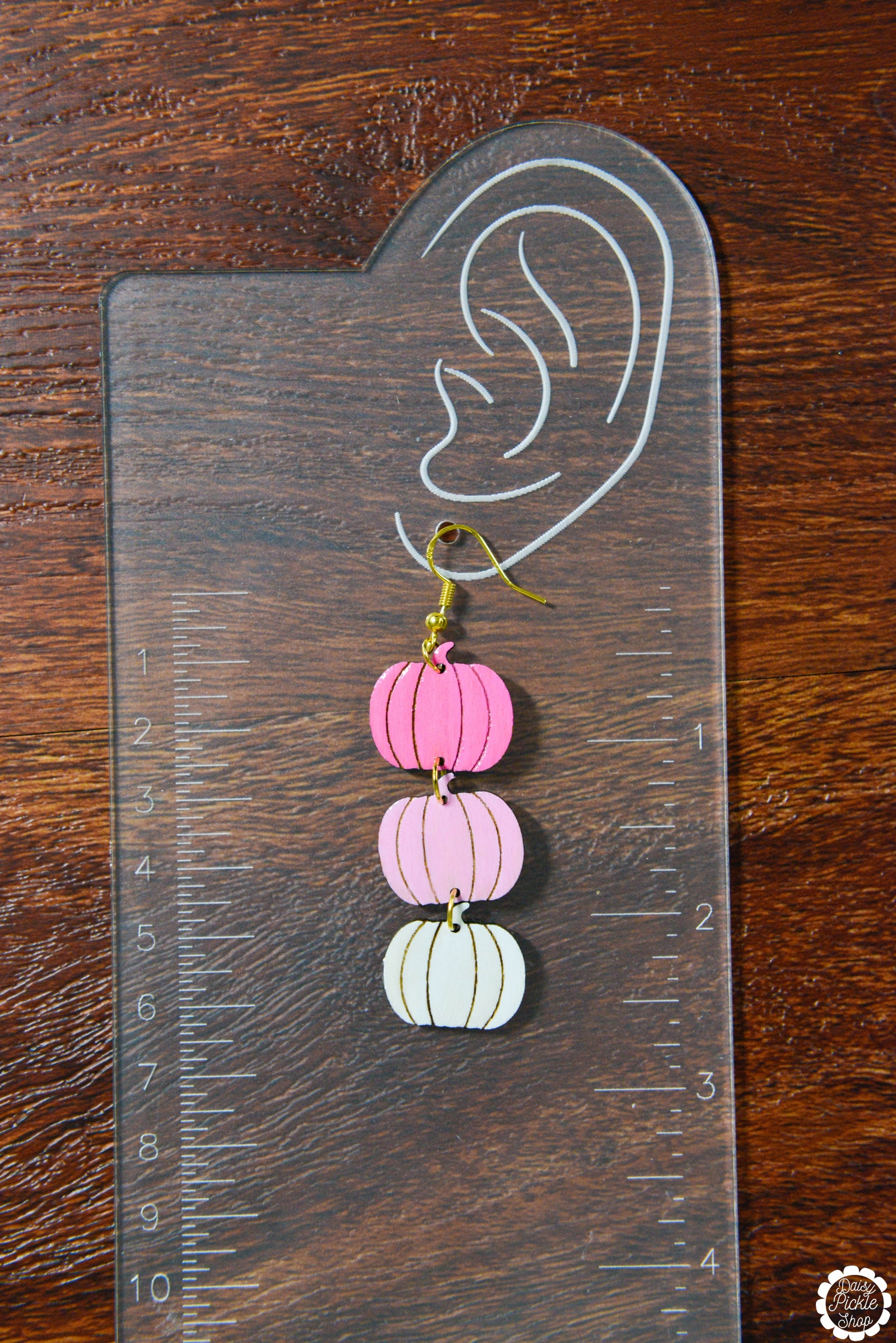 Pink Pumpkin Stack Dangle Earrings