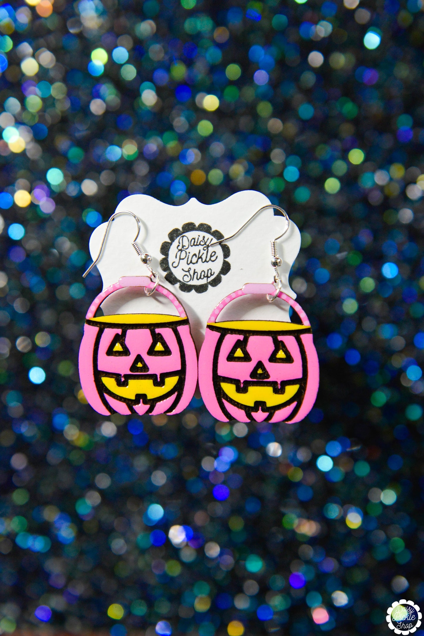 Pink Pumpkin Bucket Earrings