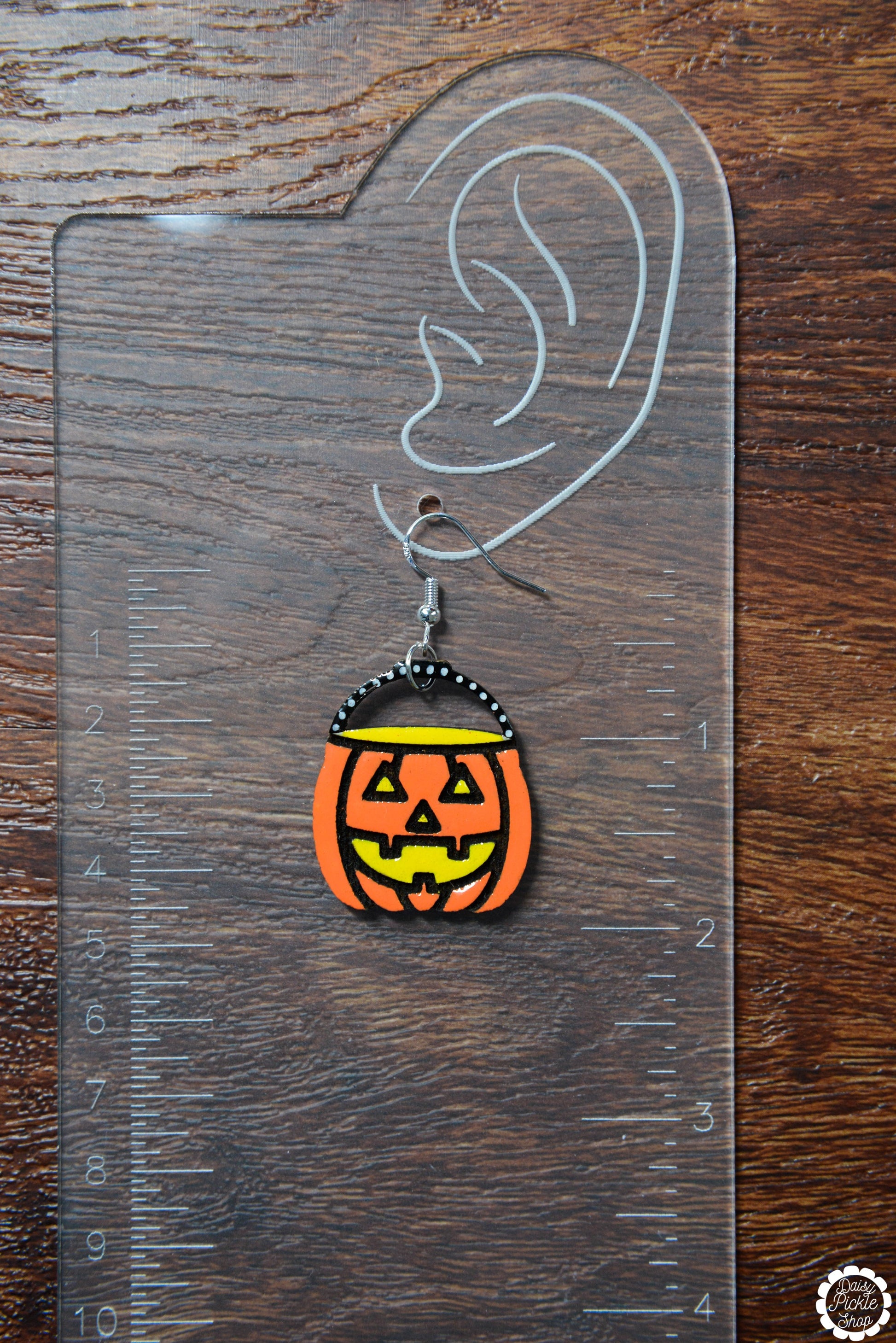 Orange Pumpkin Bucket Earrings