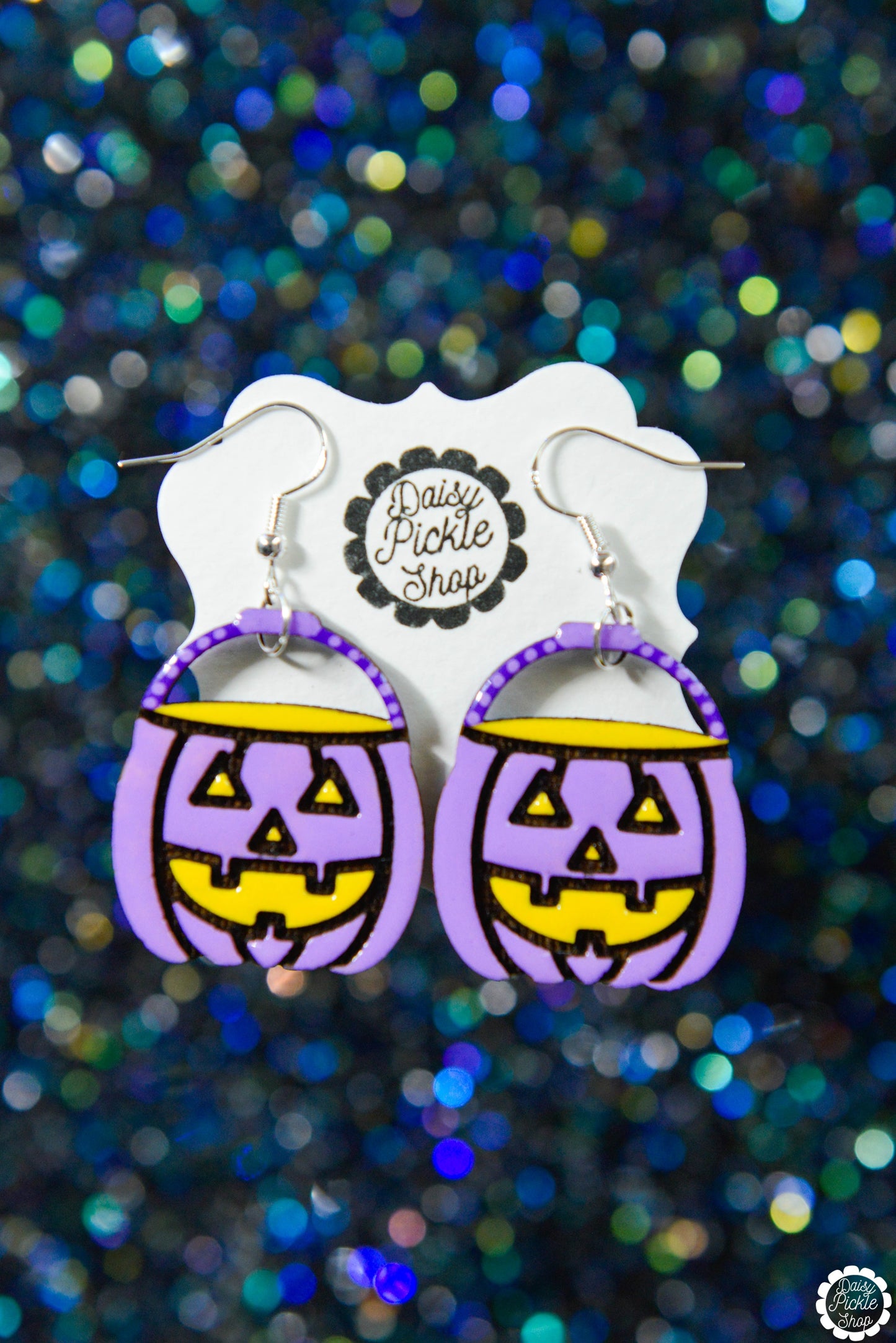 Purple Pumpkin Bucket Earrings