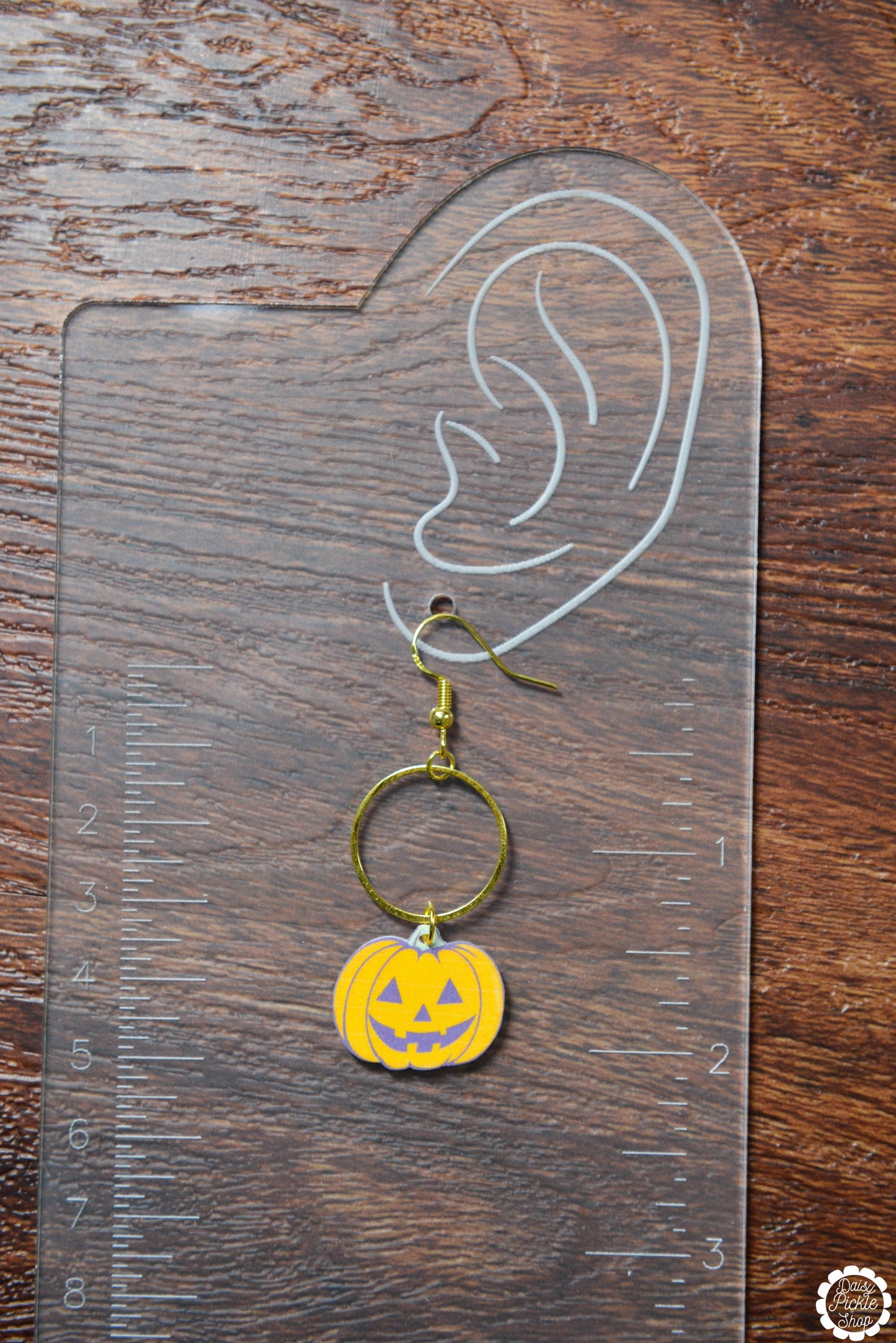 Golden Pumpkin Hoop Dangle Earrings