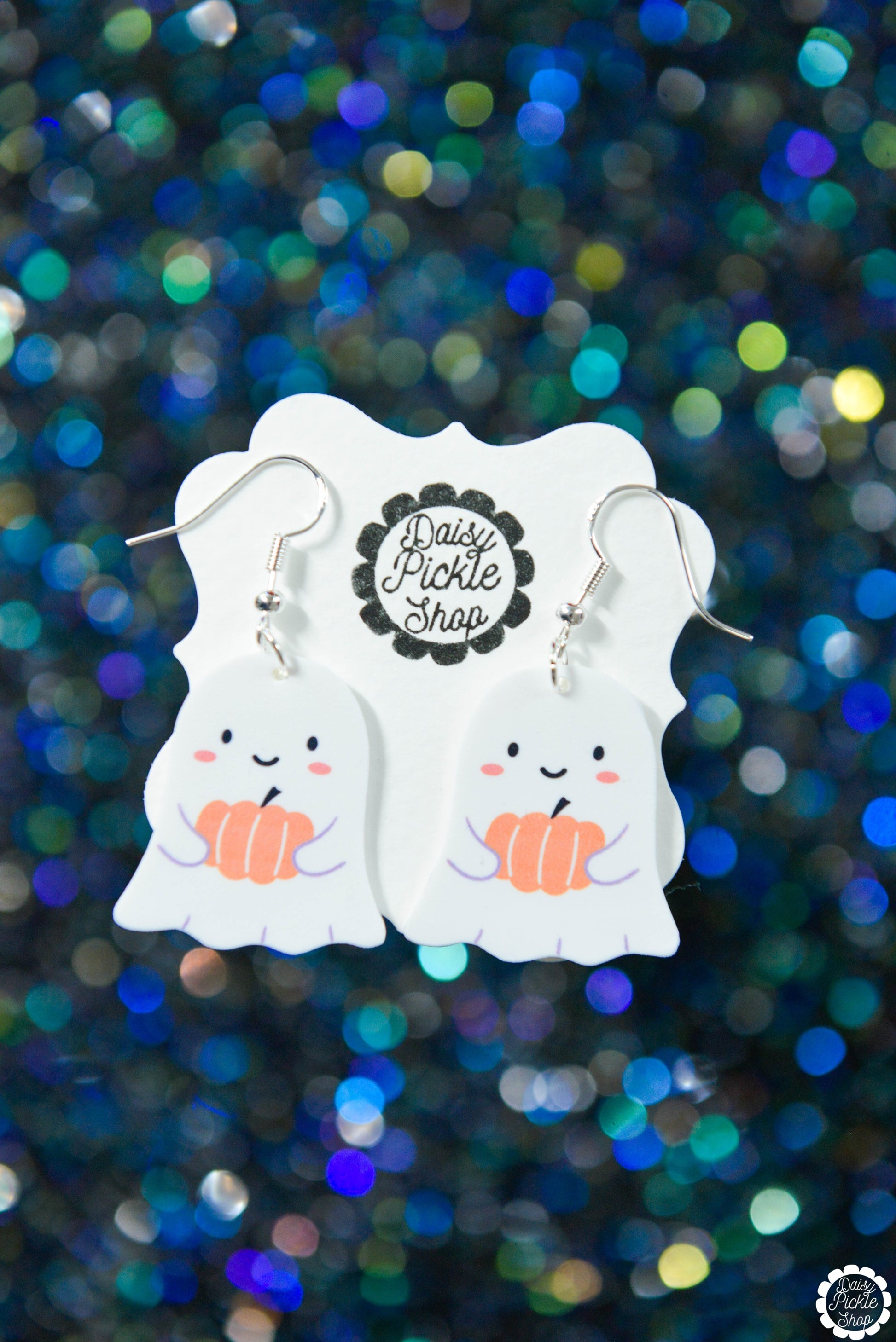 Ghost Holding Pumpkin Earrings