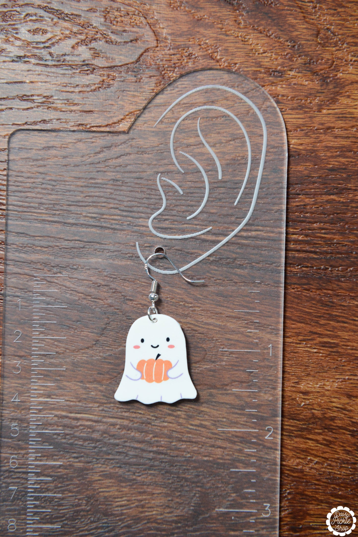 Ghost Holding Pumpkin Earrings