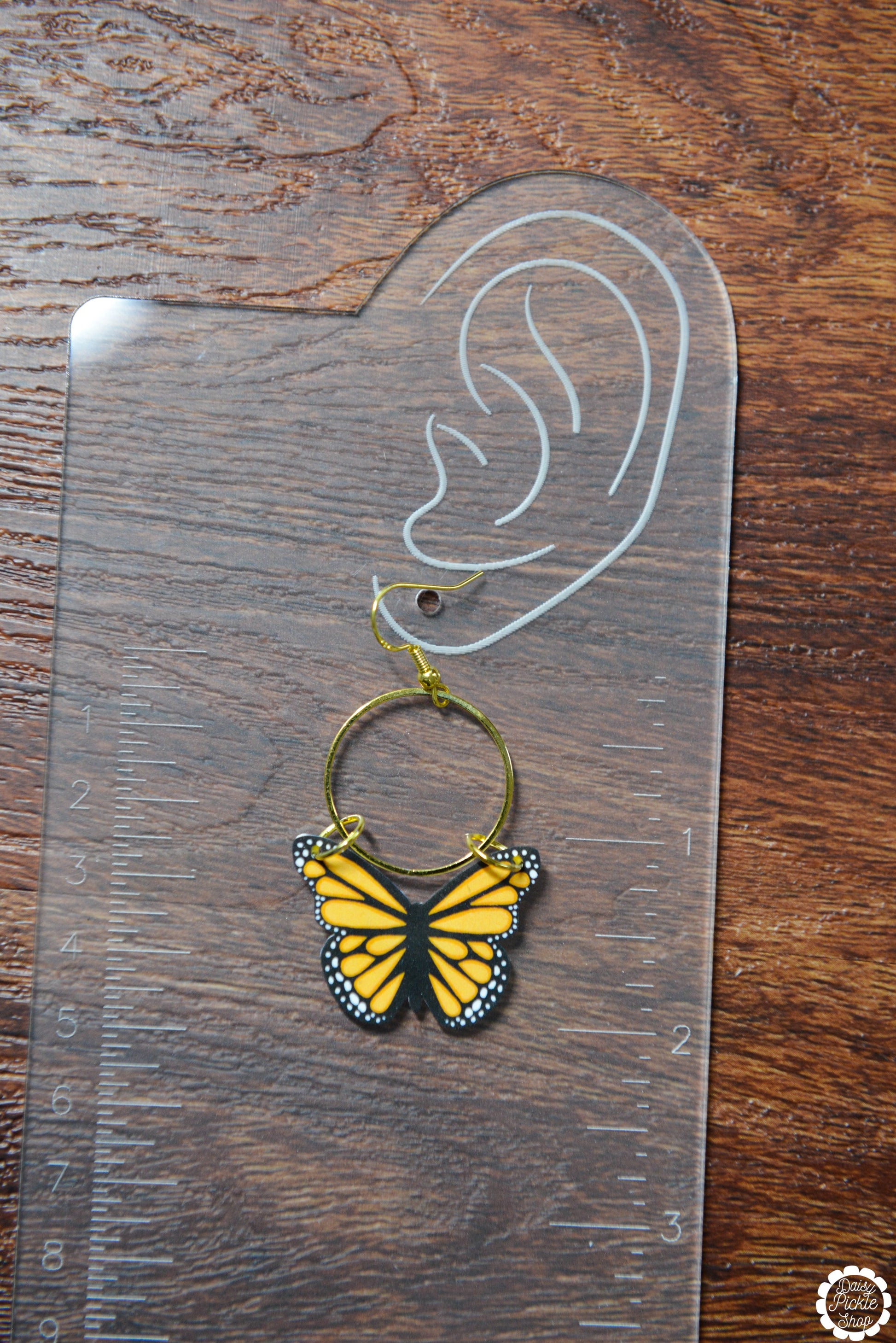 Monarch Butterfly Hoop Dangle Earrings